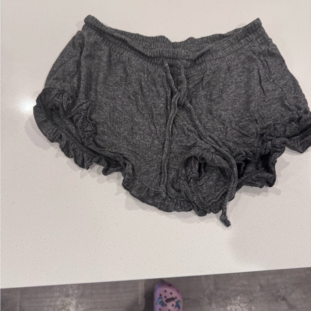 Gray Women's Ruffle Shorts